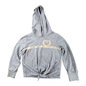 Old Navy Girls Hoodie Hooded Knit Shirt Heart Graphic Gray Size Small  JH1607152